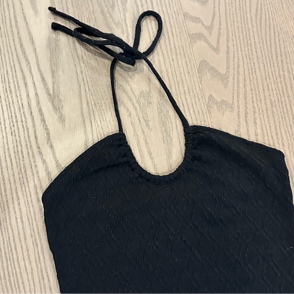 H&M Textured Haltered Neck Black Coverup Dress - Picture 3 of 6